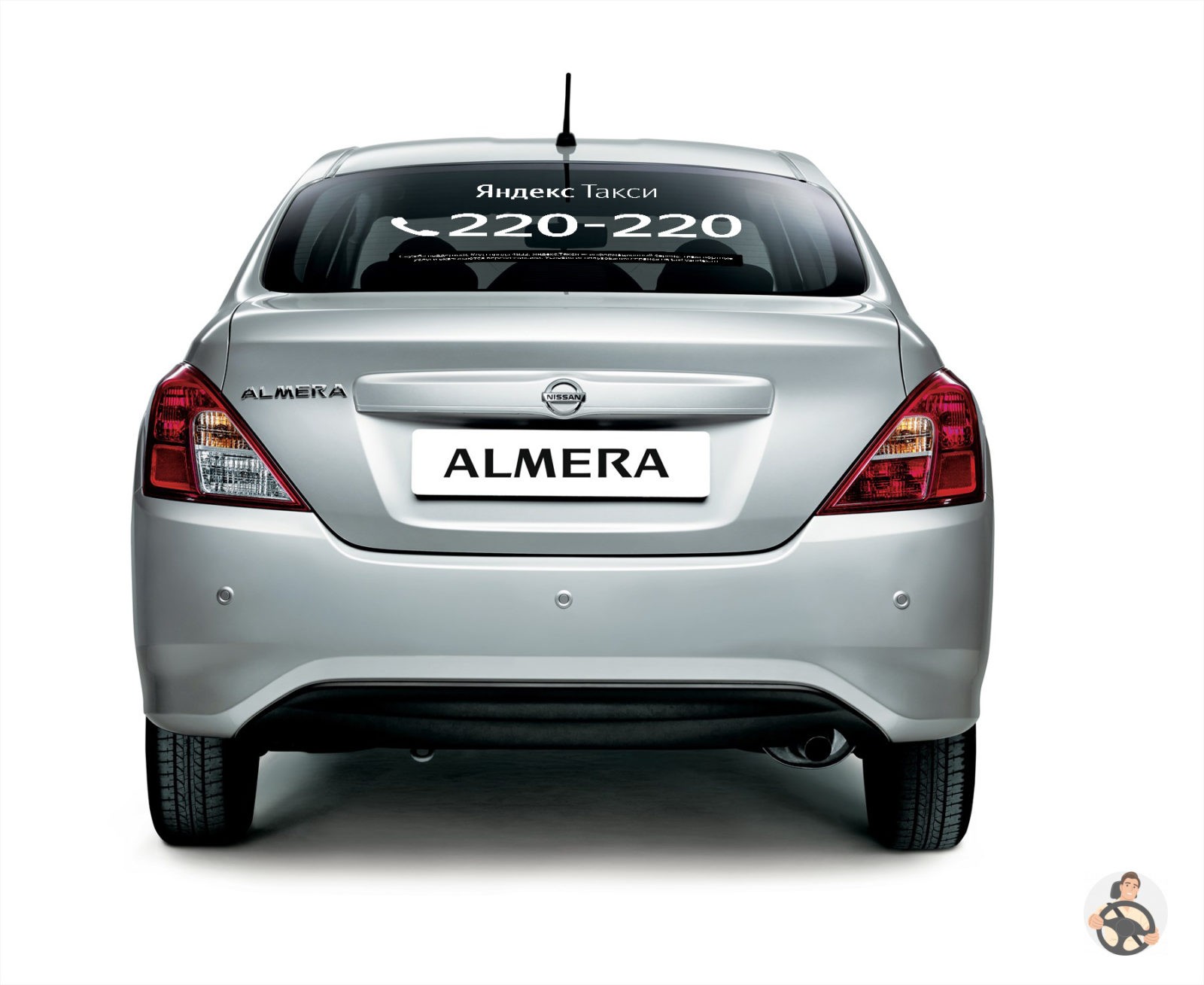 Nissan Almera Брендирование Яндекс такси для Брянска - вид сзади