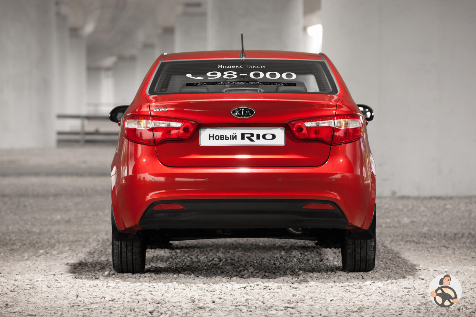 Kia Rio Брендирование Яндекс такси для Элисты - вид сзади