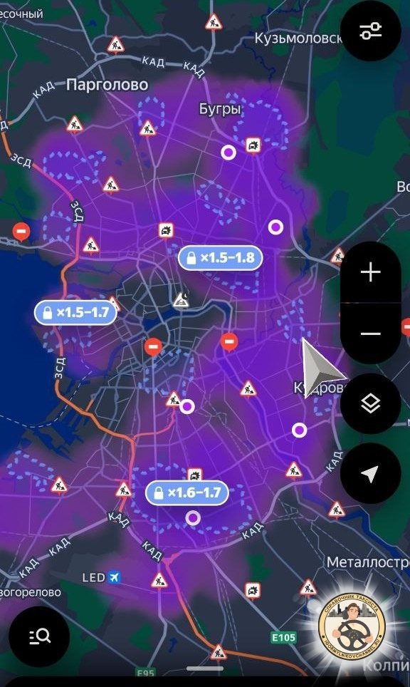 повышенный спрос в Санкт Петербурге это вот эти фиолетовые зоны